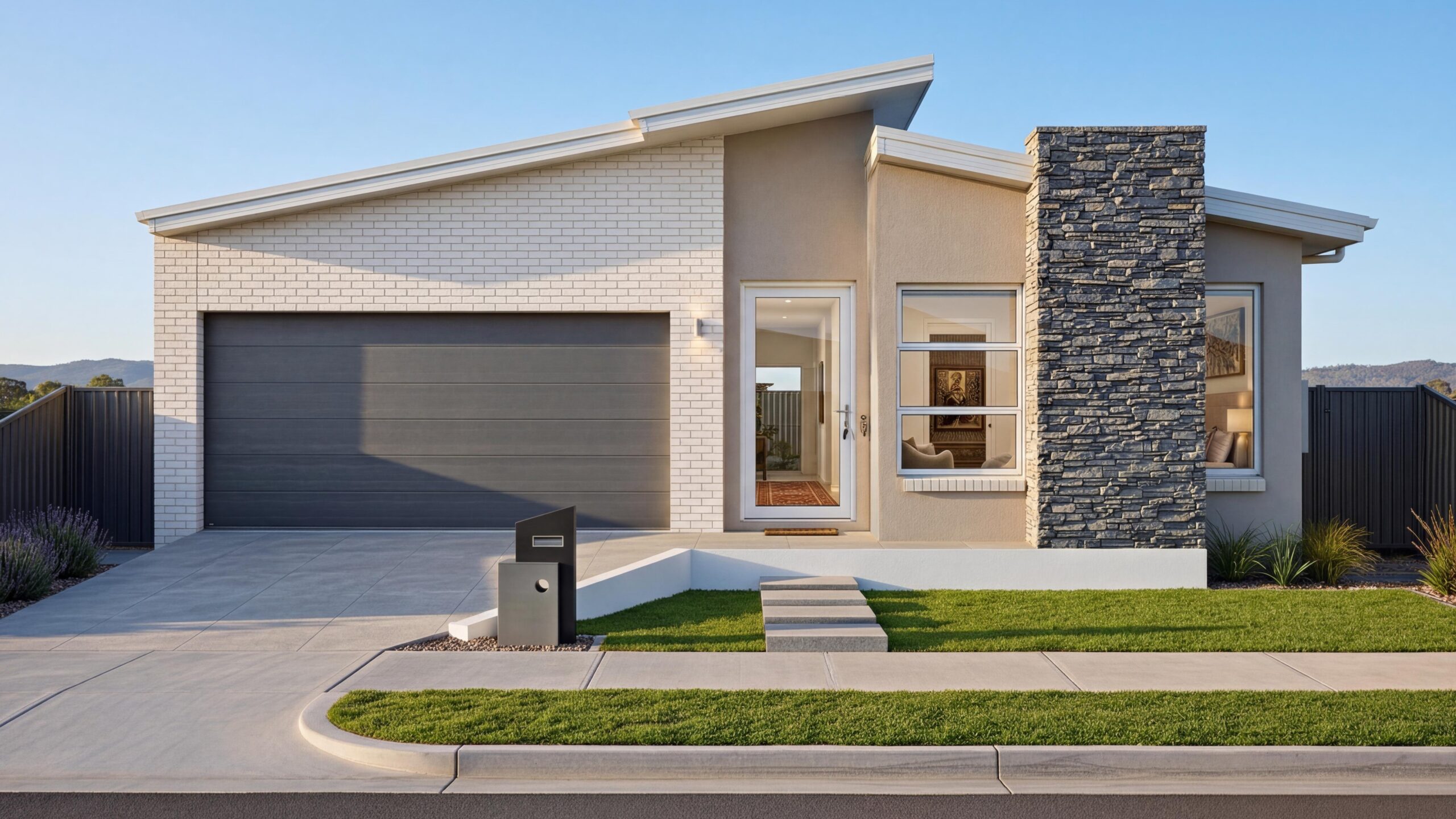 Contemporary Stone Facade Design Melbourne - 27.2 SQ Home by DSB BIM Architects