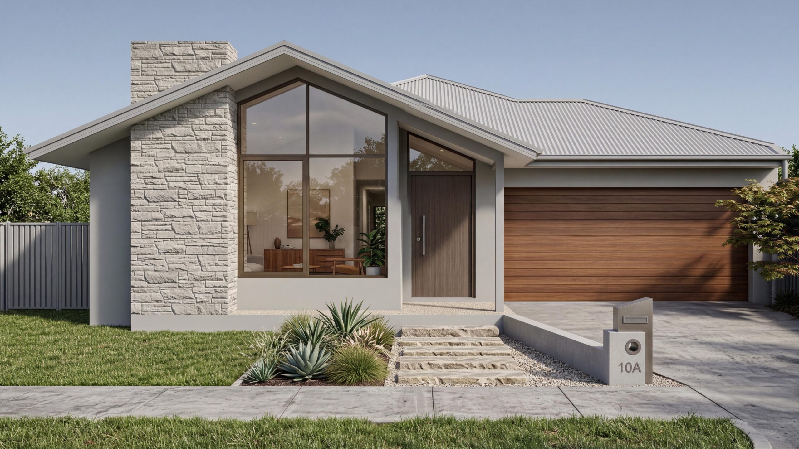 Contemporary Stone Facade Design Melbourne - 27.2 SQ Home by DSB BIM Architects